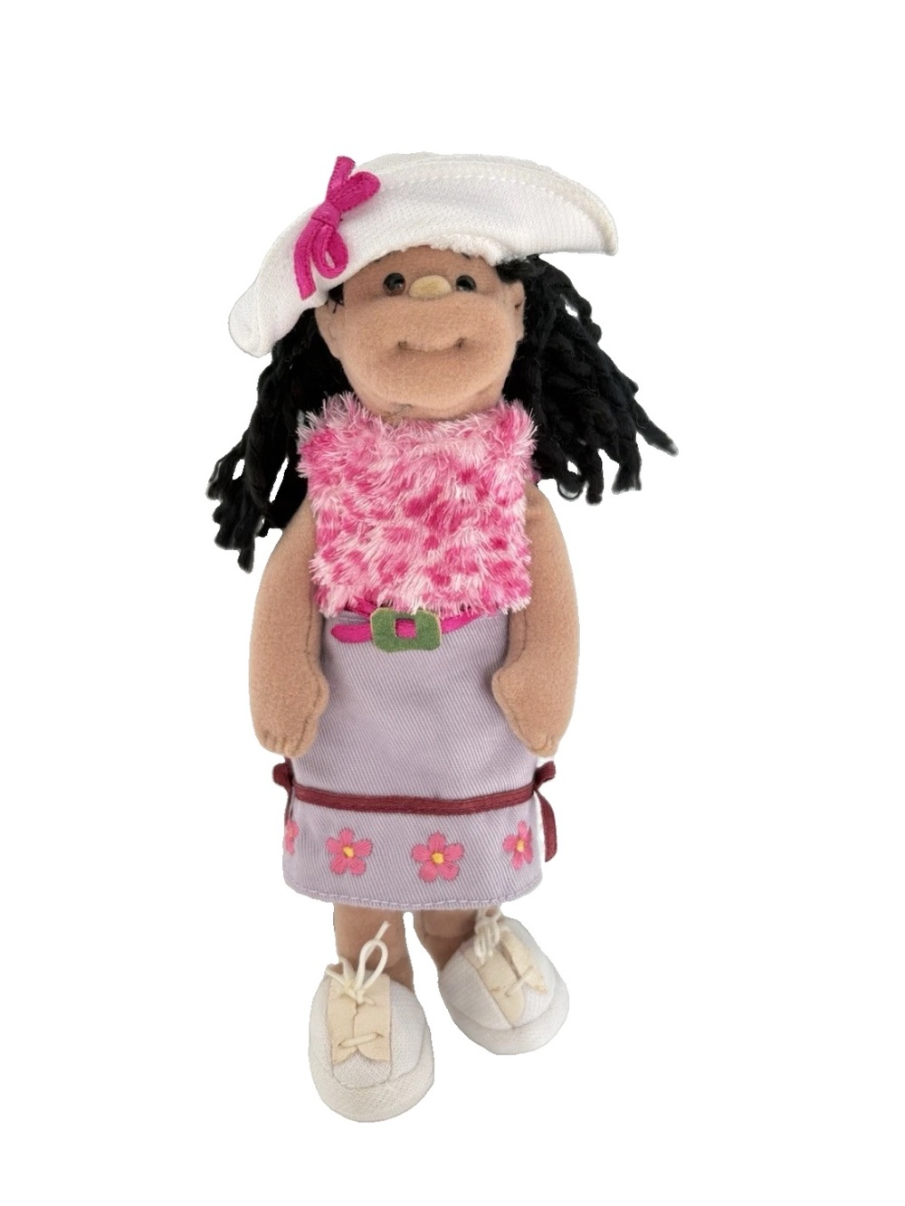 TY The Teenie Beanie Boppers Plush Girl Doll in Pink Outfit and White Hat